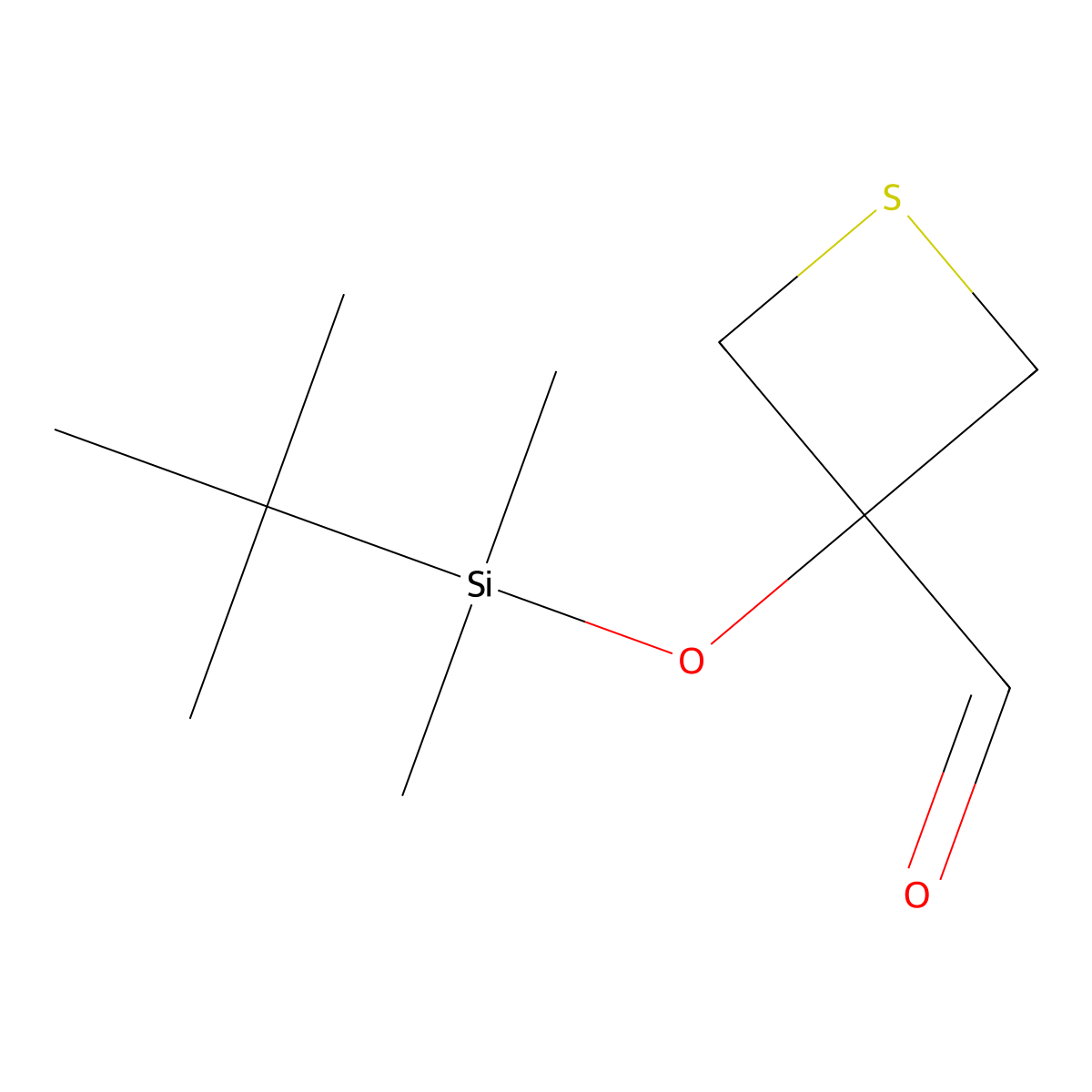 3-((Tert-butyldimethylsilyl)oxy)thietane-3-carbaldehyde molecular structure, CAS 2416231-31-5