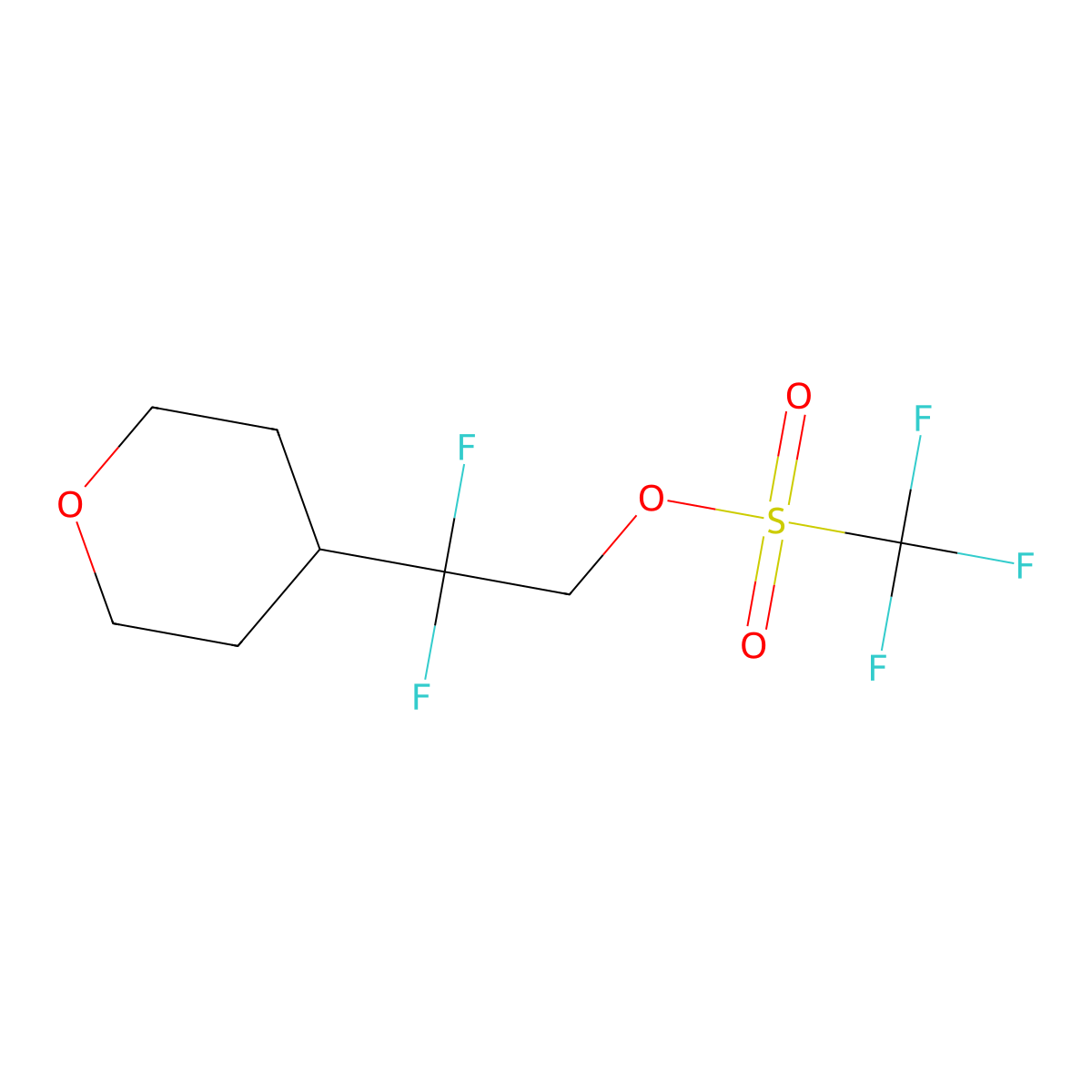2,2-Difluoro-2-(oxan-4-yl)ethyl trifluoromethanesulfonate molecular structure, CAS 2416231-35-9