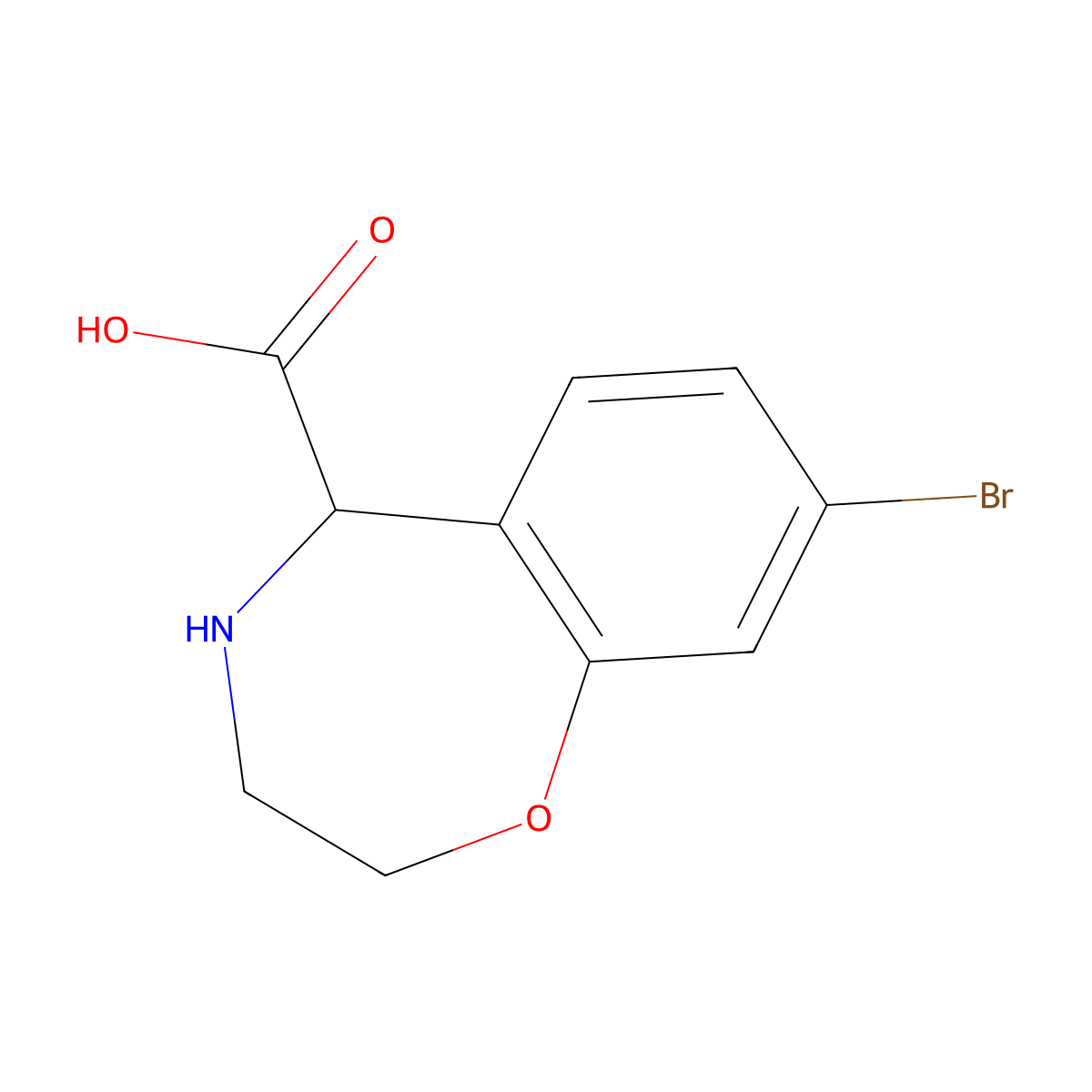 8-Bromo-2,3,4,5-tetrahydro-1,4-benzoxazepine-5-carboxylic acid molecular structure, CAS 2416231-36-0