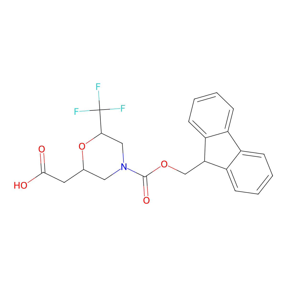 2-(4-{[(9H-fluoren-9-yl)methoxy]carbonyl}-6-(trifluoromethyl)morpholin-2-yl)acetic acid molecular structure, CAS 2416231-37-1