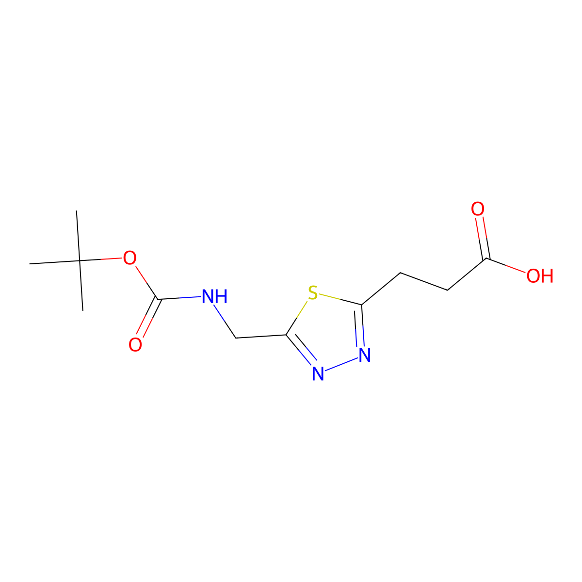 3-[5-({[(Tert-butoxy)carbonyl]amino}methyl)-1,3,4-thiadiazol-2-yl]propanoicacid molecular structure, CAS 2416231-40-6