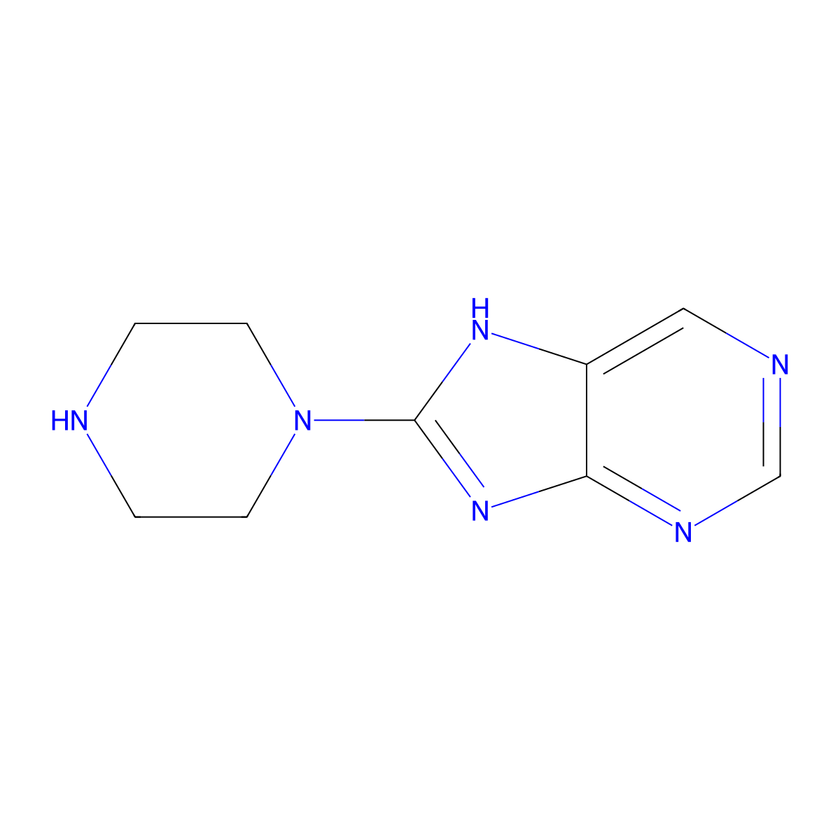 8-(piperazin-1-yl)-7H-purine molecular structure, CAS 2416231-58-6