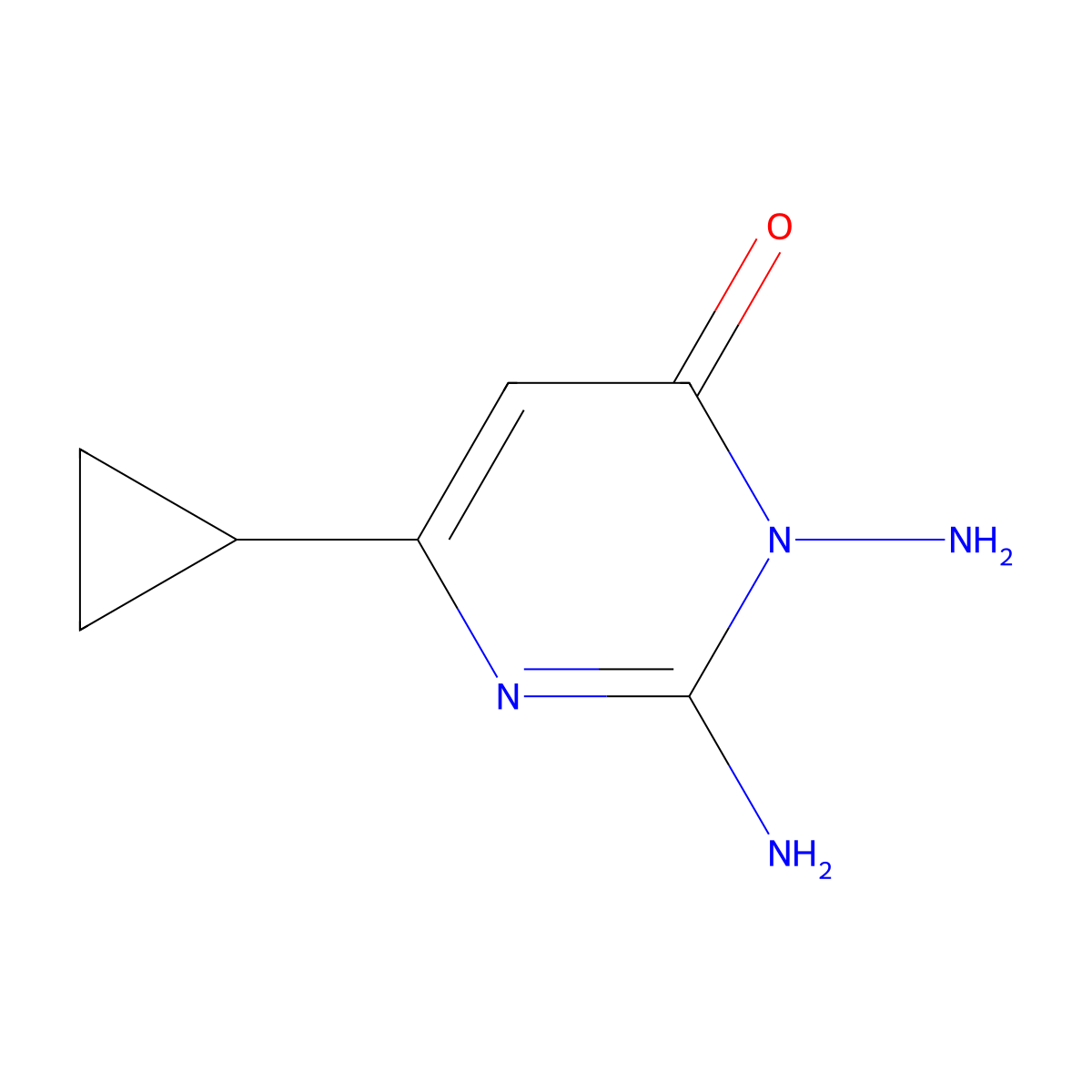 2,3-Diamino-6-cyclopropyl-3,4-dihydropyrimidin-4-one molecular structure, CAS 2416231-65-5
