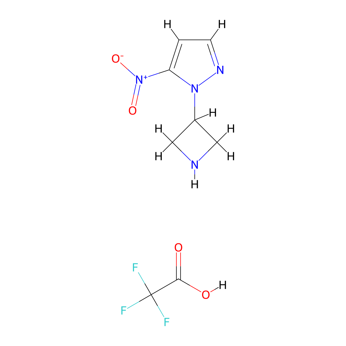 1-(azetidin-3-yl)-5-nitro-1H-pyrazole,trifluoroaceticacid molecular structure, CAS 2416231-74-6