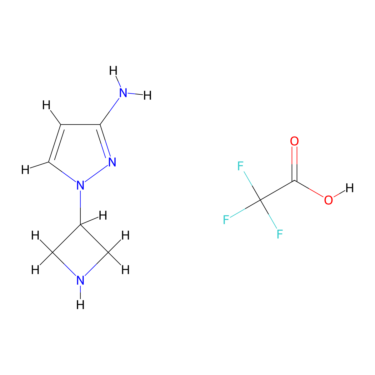 1-(azetidin-3-yl)-1H-pyrazol-3-amine; trifluoroacetic acid molecular structure, CAS 2416231-81-5