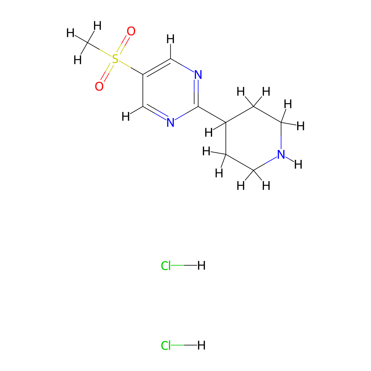 5-Methanesulfonyl-2-(piperidin-4-yl)pyrimidine dihydrochloride molecular structure, CAS 2416231-82-6