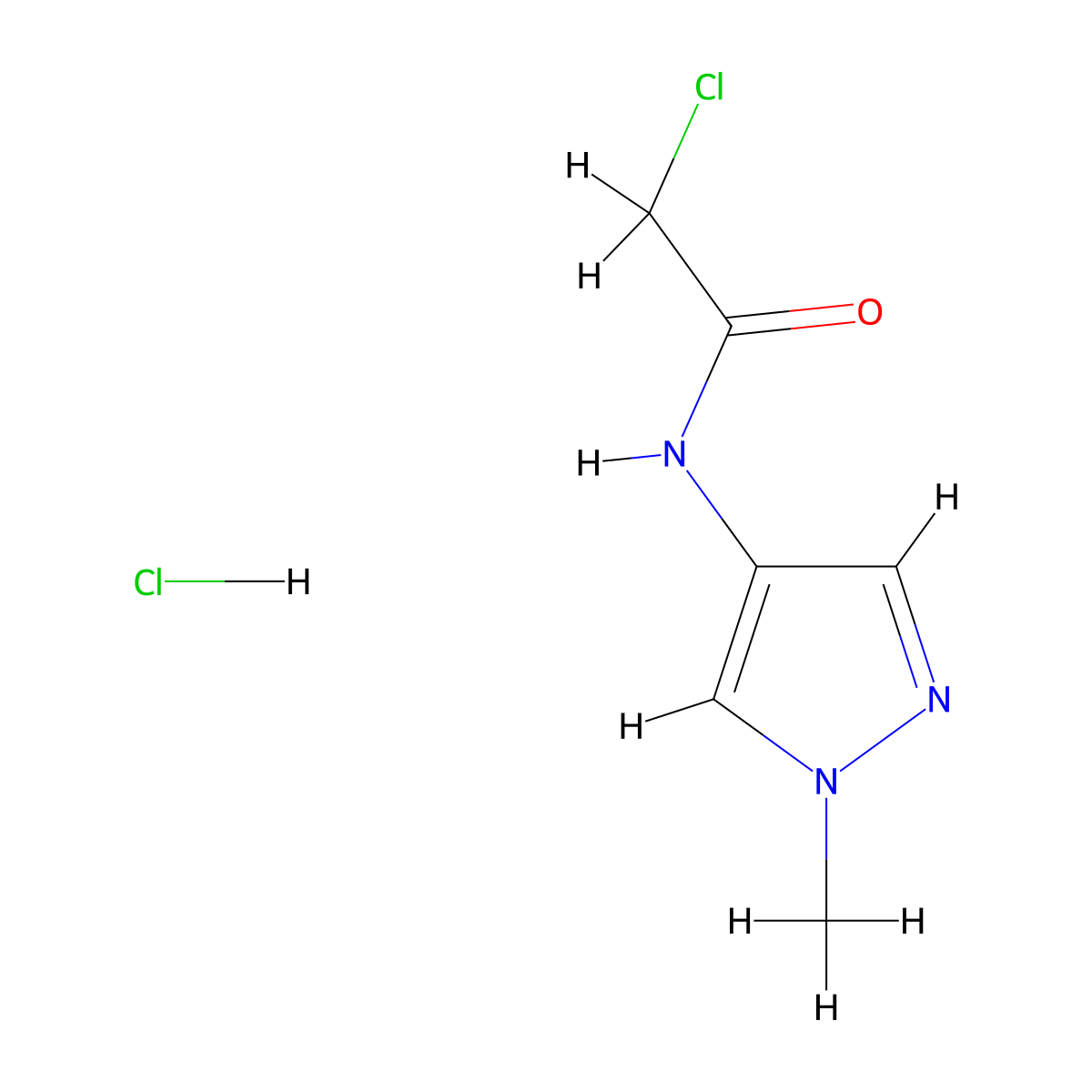 2-chloro-N-(1-methyl-1H-pyrazol-4-yl)acetamide hydrochloride molecular structure, CAS 2416233-55-9