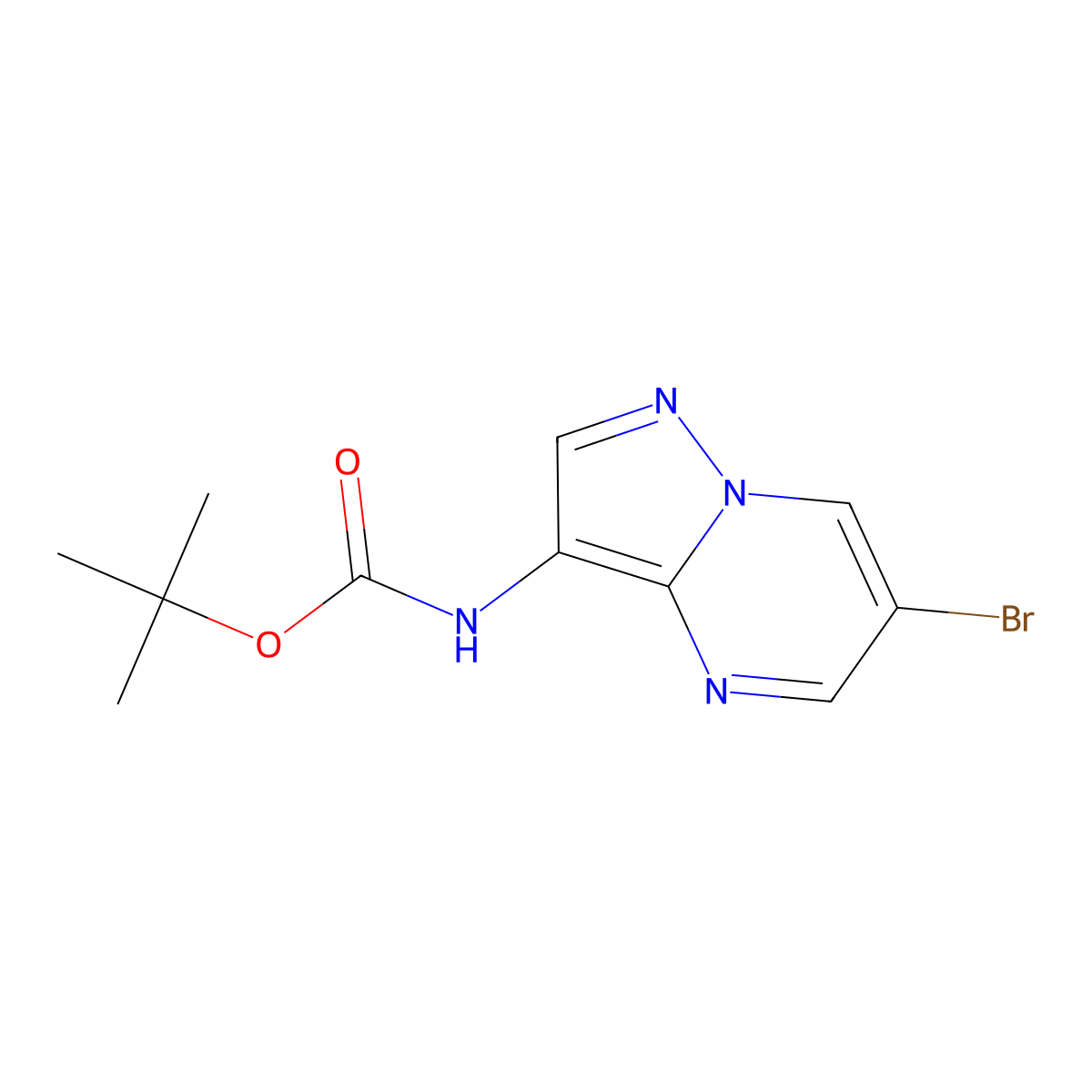 Tert-butyl N-(6-bromopyrazolo[1,5-a]pyrimidin-3-yl)carbamate molecular structure, CAS 2416233-73-1