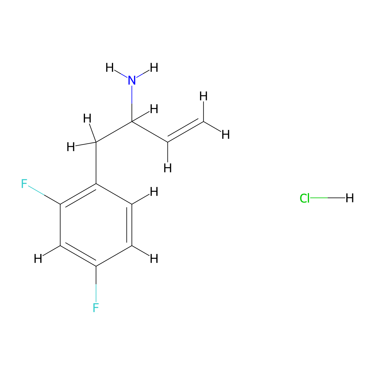 1-(2,4-Difluorophenyl)but-3-en-2-amine hydrochloride molecular structure, CAS 2416233-74-2