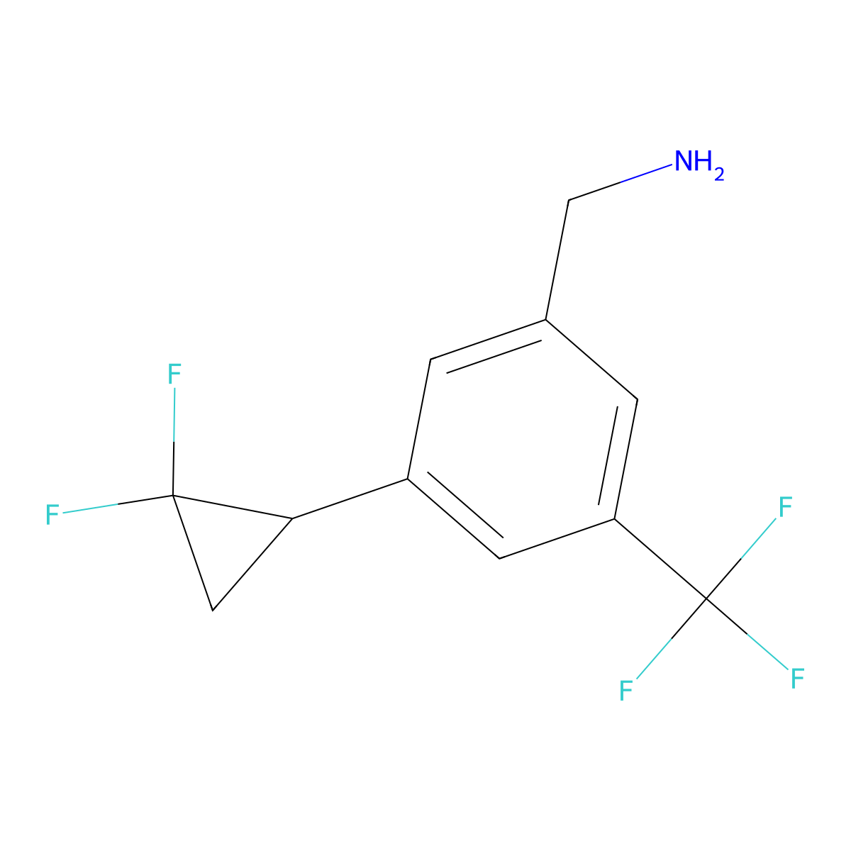 1-[3-(2,2-Difluorocyclopropyl)-5-(trifluoromethyl)phenyl]methanamine molecular structure, CAS 2416233-95-7