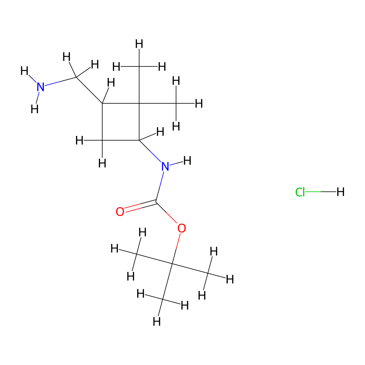 tert-butyl N-[3-(aminomethyl)-2,2-dimethylcyclobutyl]carbamate hydrochloride molecular structure, CAS 2416233-98-0