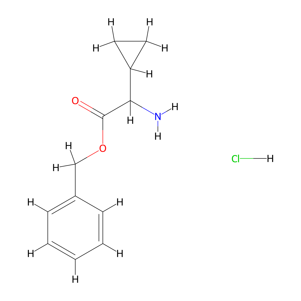 Benzyl 2-amino-2-cyclopropylacetate hydrochloride molecular structure, CAS 2416234-06-3