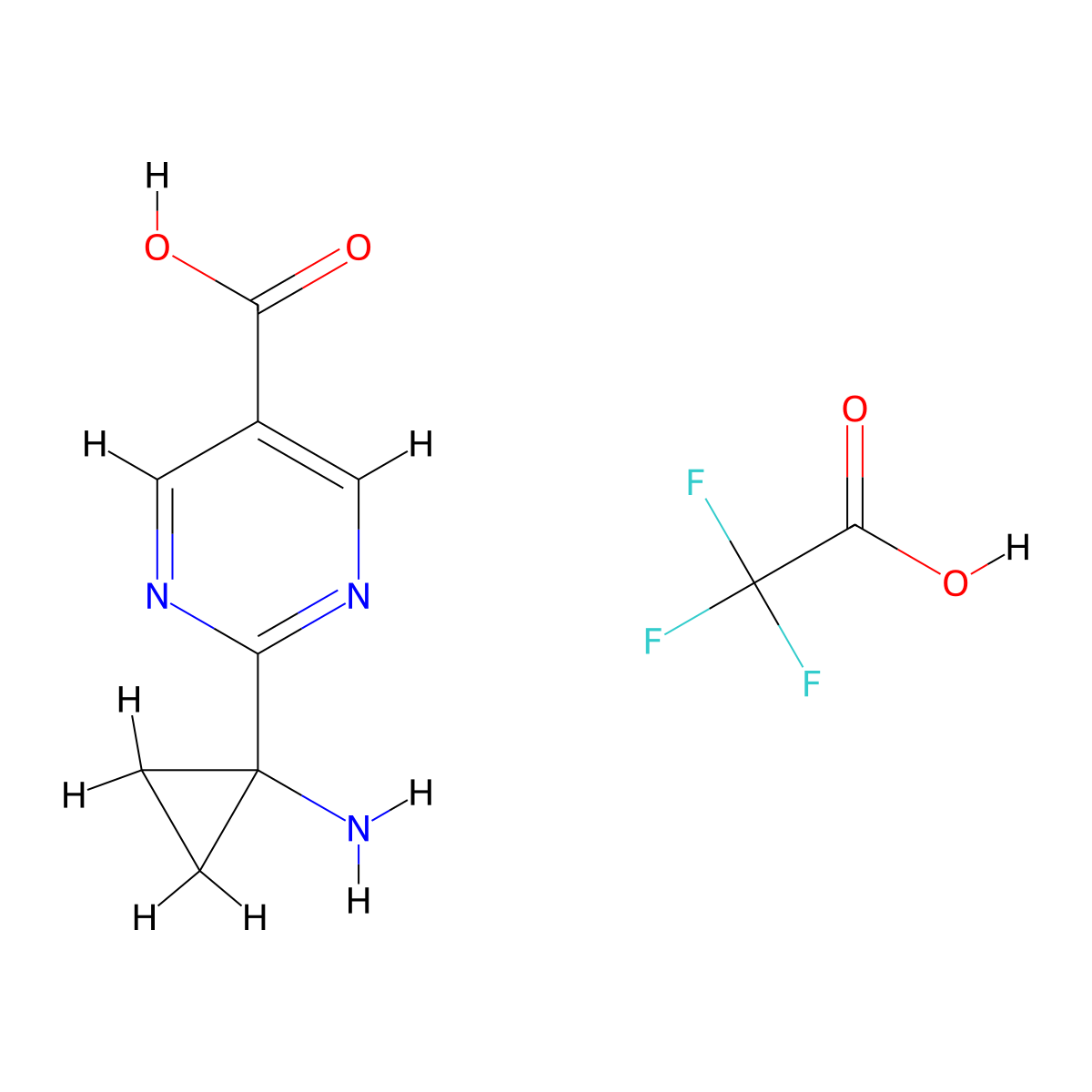 2-(1-Aminocyclopropyl)pyrimidine-5-carboxylicacid,trifluoroaceticacid molecular structure, CAS 2416234-16-5