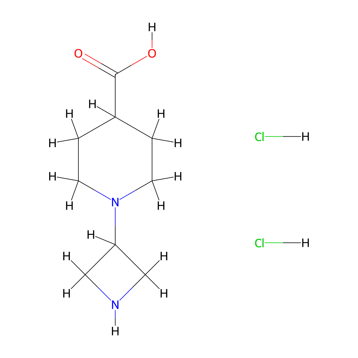 1-(Azetidin-3-yl)piperidine-4-carboxylic acid dihydrochloride molecular structure, CAS 2416234-33-6