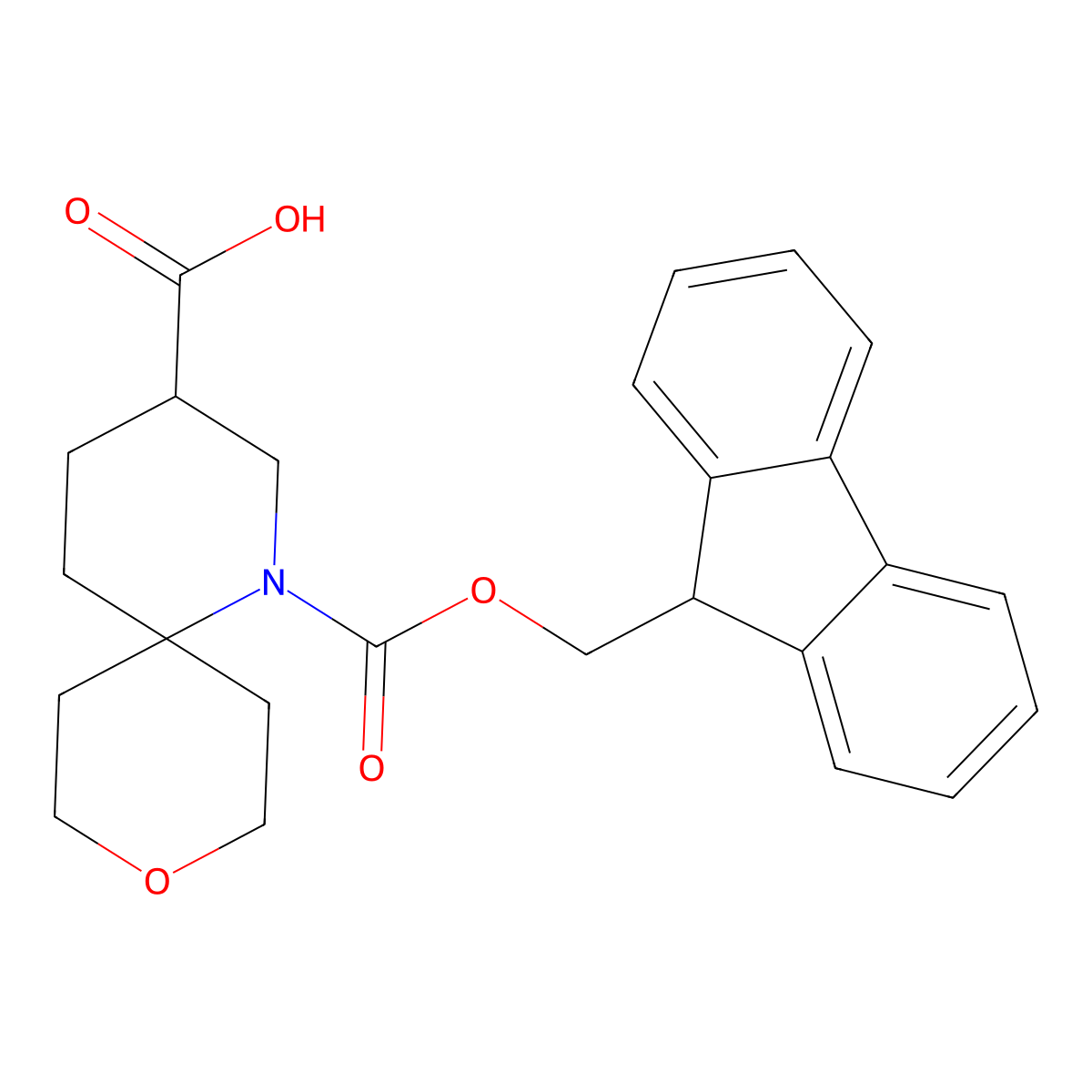 1-{[(9H-fluoren-9-yl)methoxy]carbonyl}-9-oxa-1-azaspiro[5.5]undecane-3-carboxylicacid molecular structure, CAS 2416234-46-1