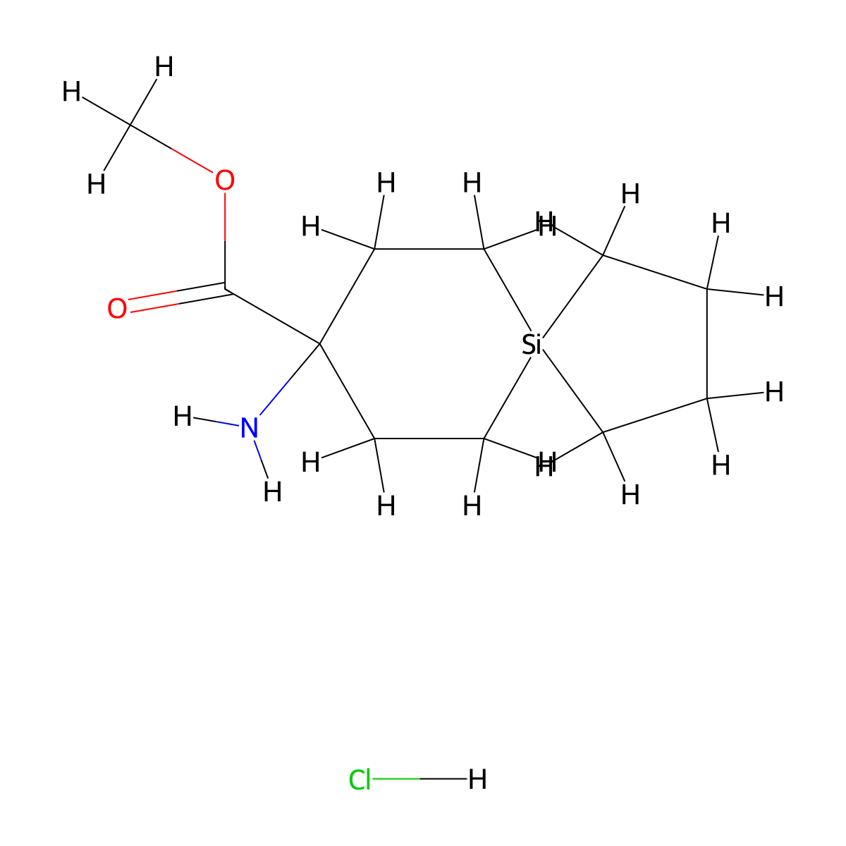 Methyl 8-amino-5-silaspiro[4.5]decane-8-carboxylate hydrochloride molecular structure, CAS 2416234-52-9