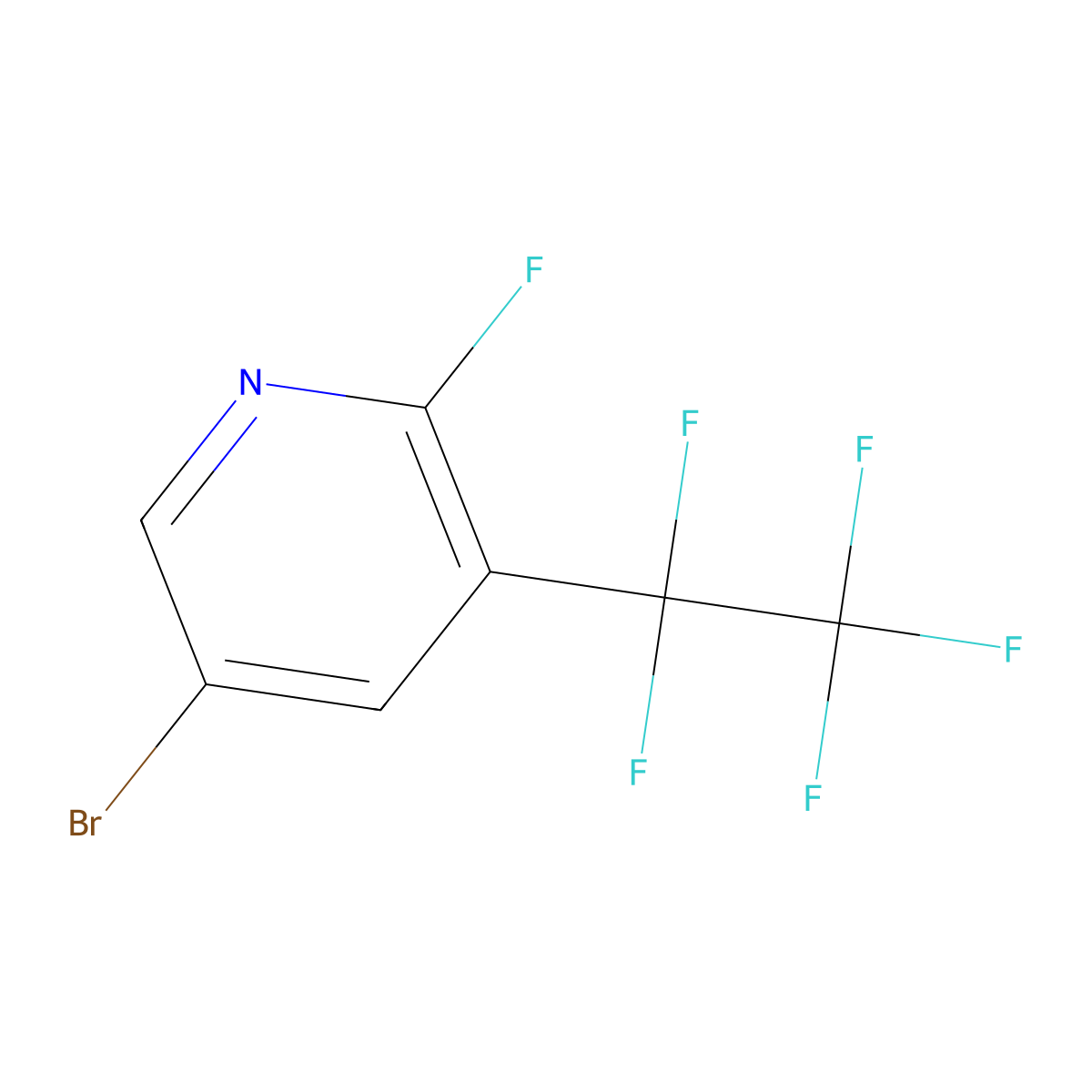 5-Bromo-2-fluoro-3-(1,1,2,2,2-pentafluoroethyl)pyridine molecular structure, CAS 2416235-03-3