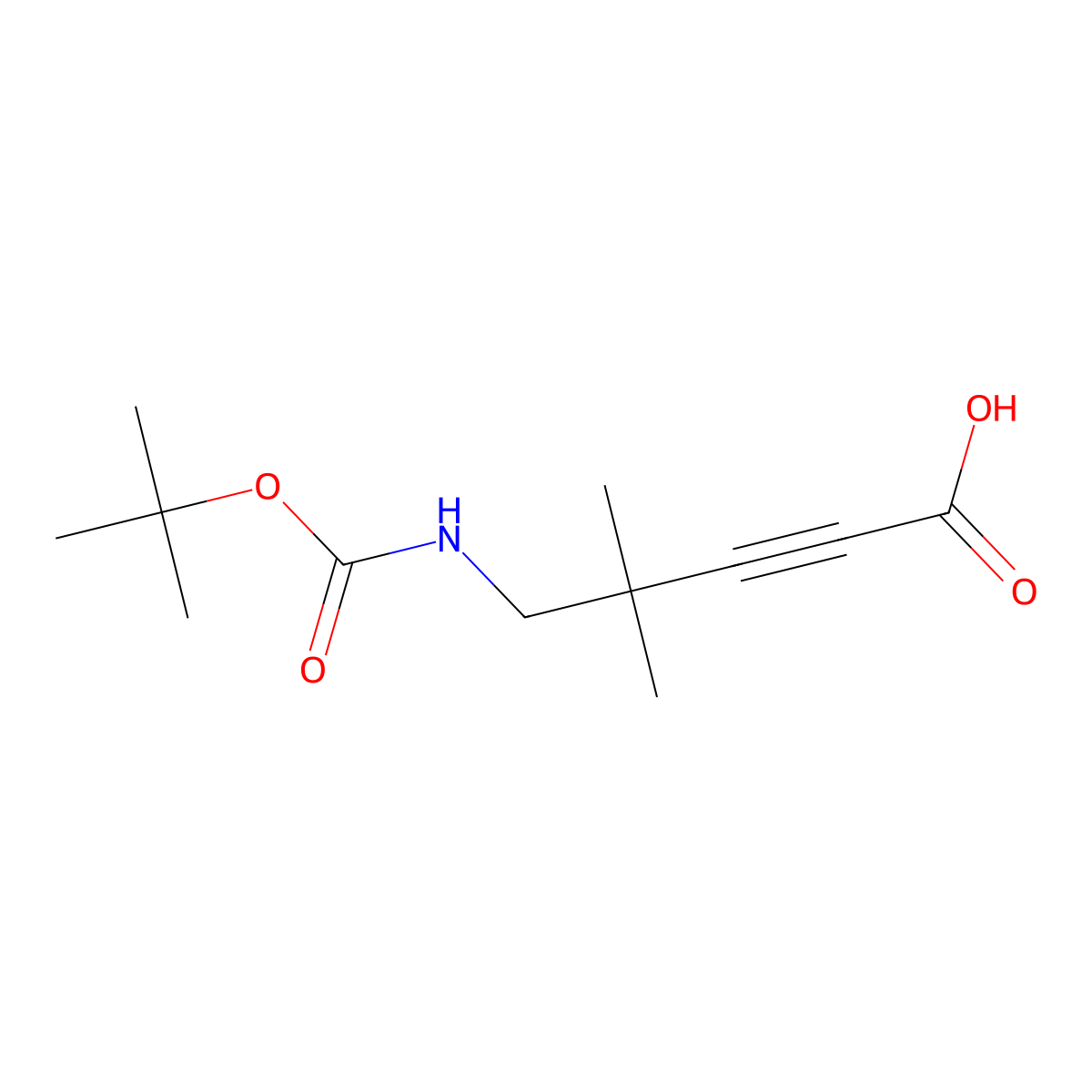 5-{[(Tert-butoxy)carbonyl]amino}-4,4-dimethylpent-2-ynoicacid molecular structure, CAS 2416235-04-4