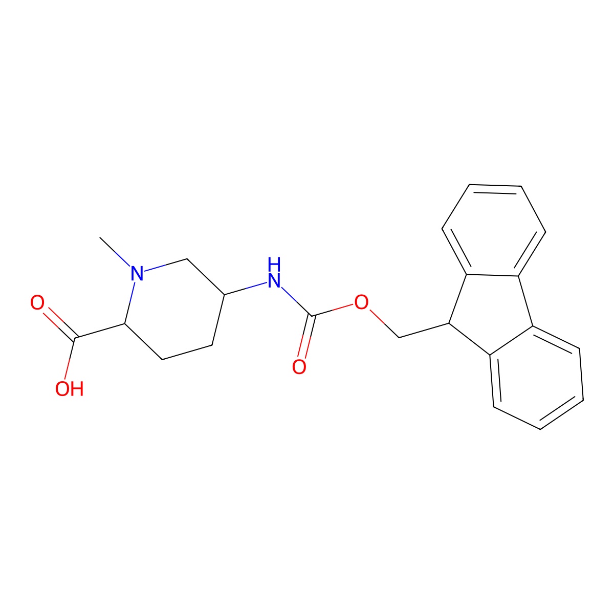 5-({[(9H-fluoren-9-yl)methoxy]carbonyl}amino)-1-methylpiperidine-2-carboxylic acid molecular structure, CAS 2416235-08-8