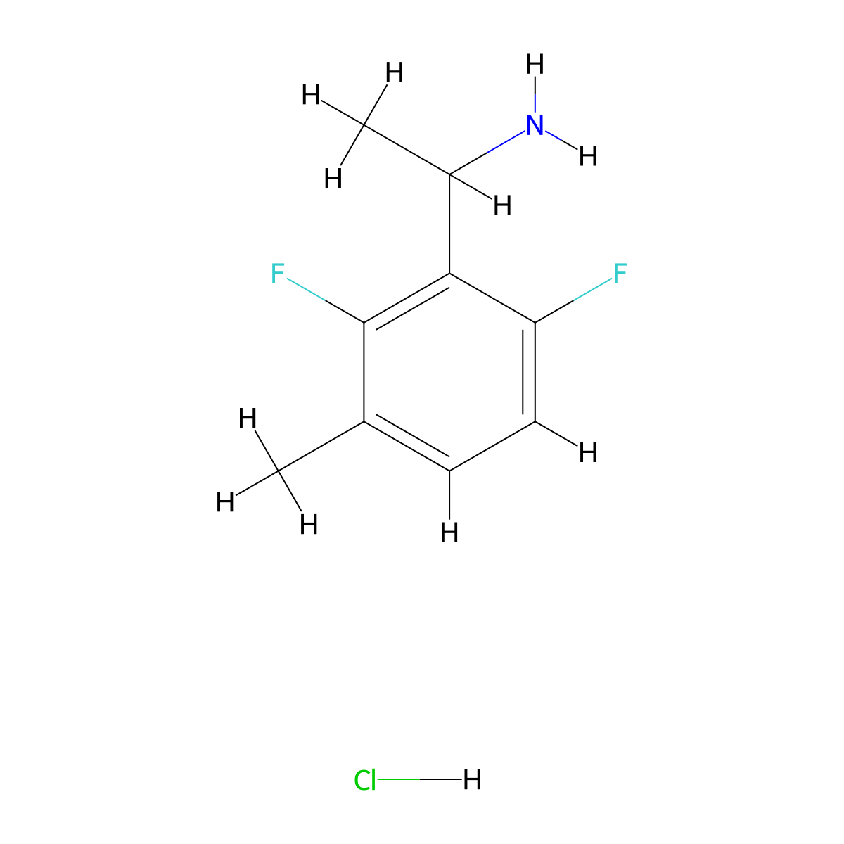1-(2,6-Difluoro-3-methylphenyl)ethan-1-amine hydrochloride molecular structure, CAS 2416235-19-1