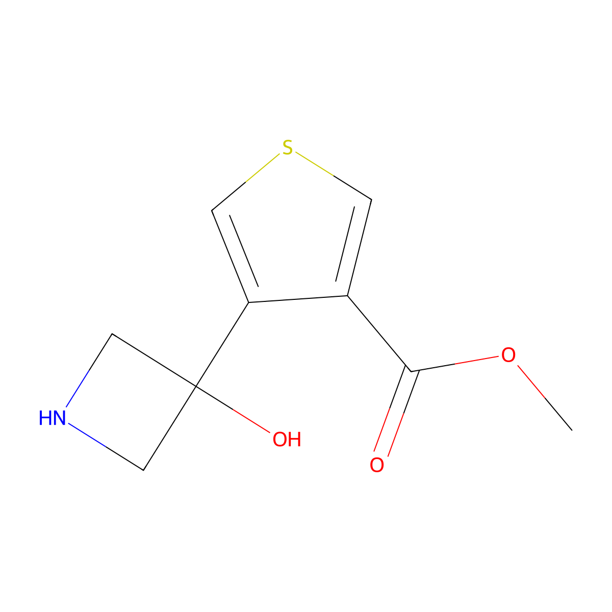 Methyl 4-(3-hydroxyazetidin-3-yl)thiophene-3-carboxylate molecular structure, CAS 2416235-25-9