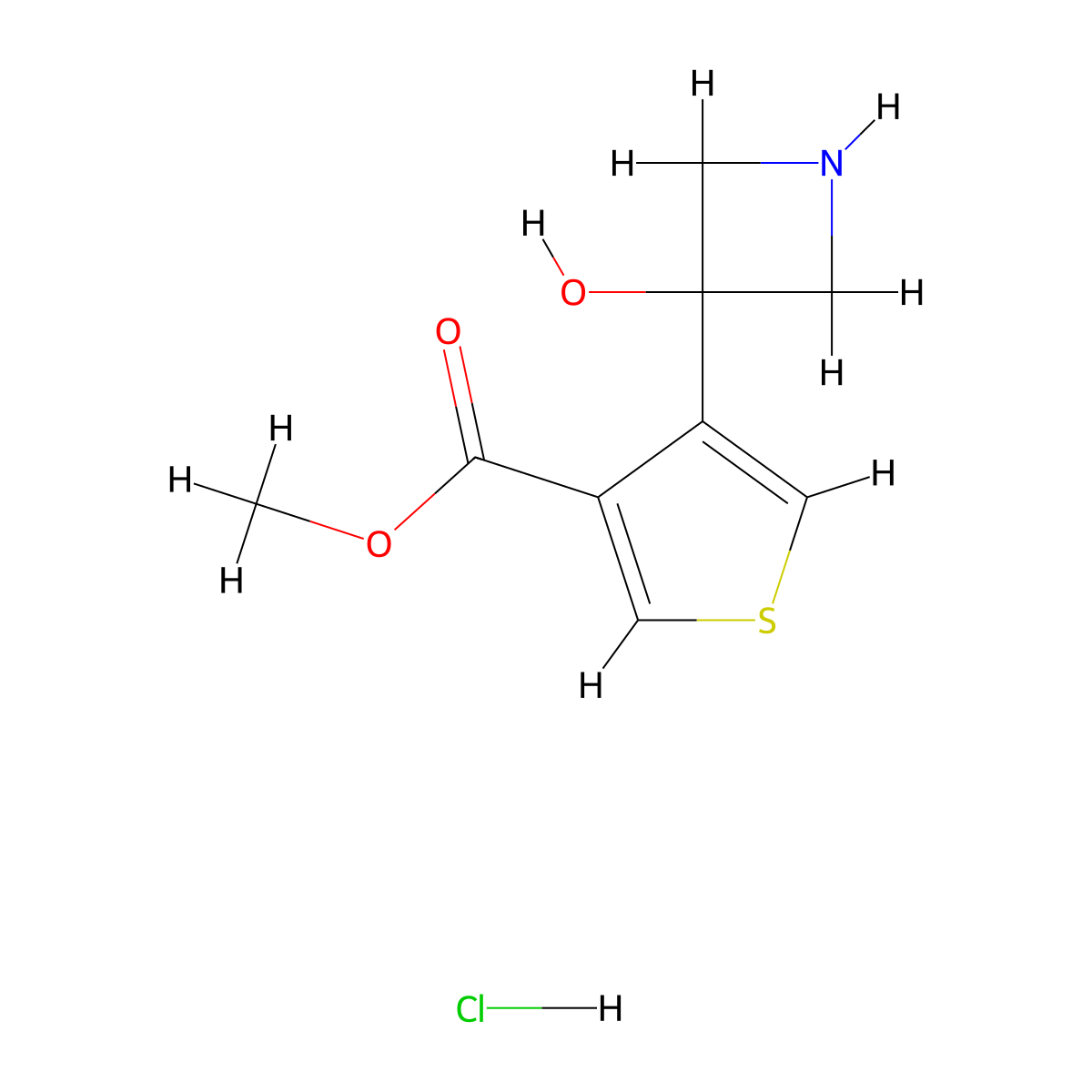 Methyl4-(3-hydroxyazetidin-3-yl)thiophene-3-carboxylatehydrochloride molecular structure, CAS 2416235-26-0