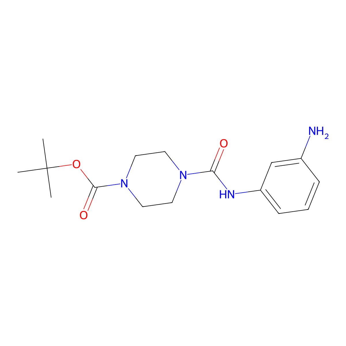 Tert-butyl 4-[(3-aminophenyl)carbamoyl]piperazine-1-carboxylate molecular structure, CAS 2416235-30-6