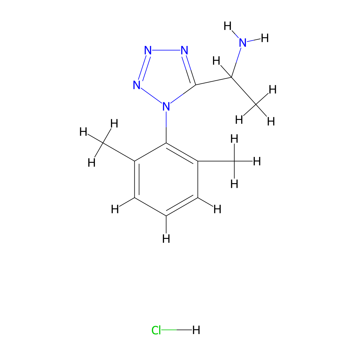 1-[1-(2,6-Dimethylphenyl)tetrazol-5-yl]ethanamine;hydrochloride molecular structure, CAS 2416235-32-8