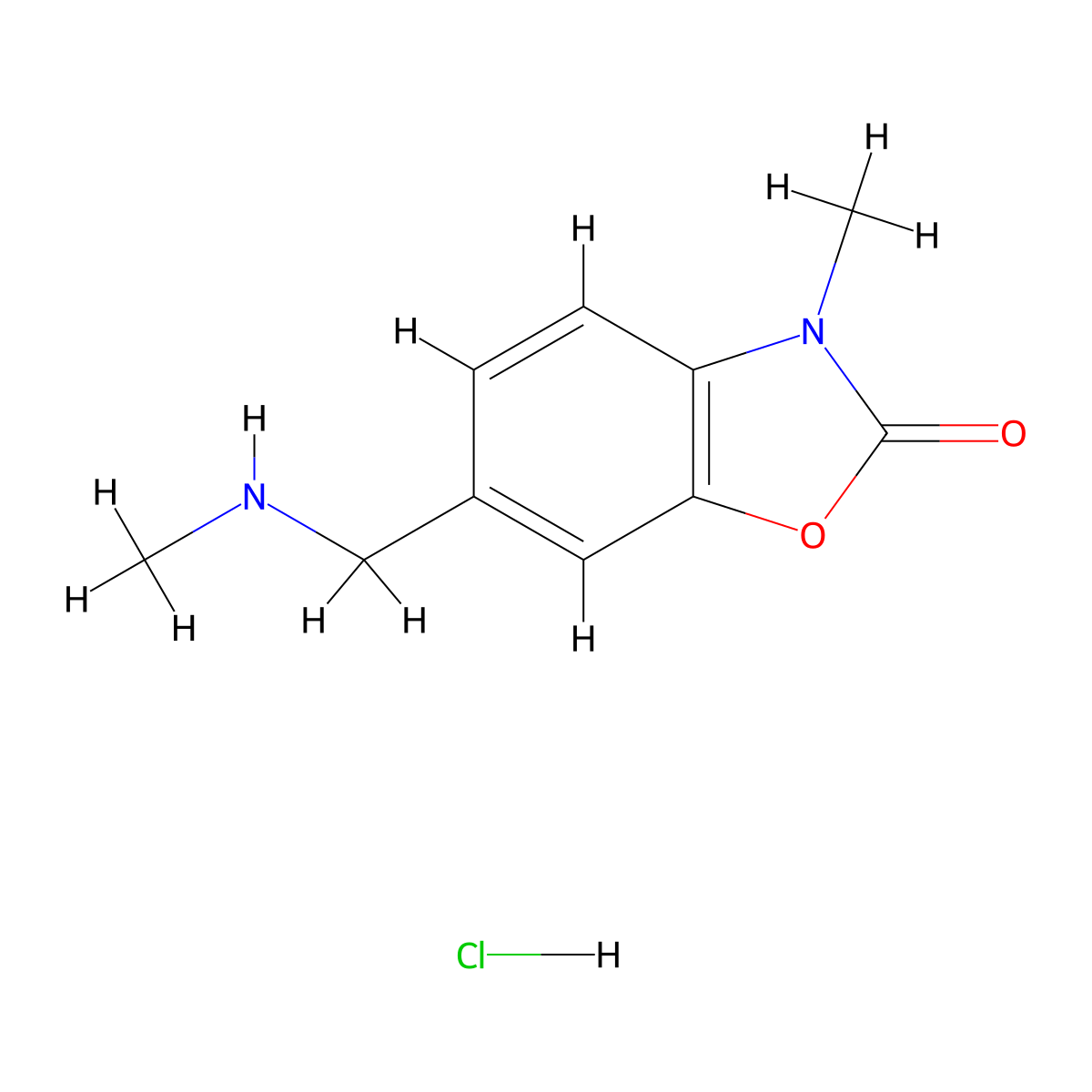 3-Methyl-6-[(methylamino)methyl]-2,3-dihydro-1,3-benzoxazol-2-one hydrochloride molecular structure, CAS 2416235-35-1