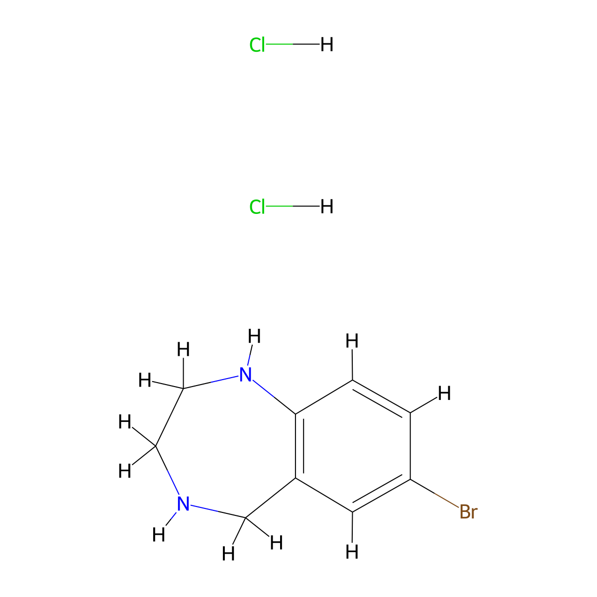 7-bromo-2,3,4,5-tetrahydro-1H-1,4-benzodiazepine dihydrochloride molecular structure, CAS 2416235-44-2