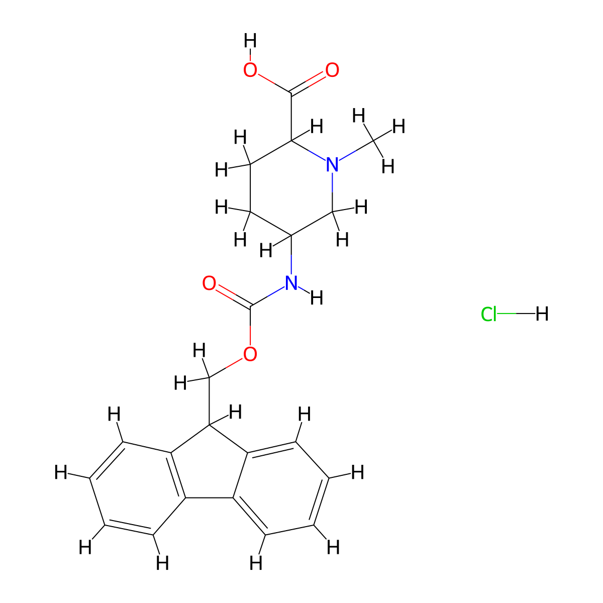 5-(9H-Fluoren-9-ylmethoxycarbonylamino)-1-methylpiperidine-2-carboxylic acid;hydrochloride molecular structure, CAS 2416235-49-7