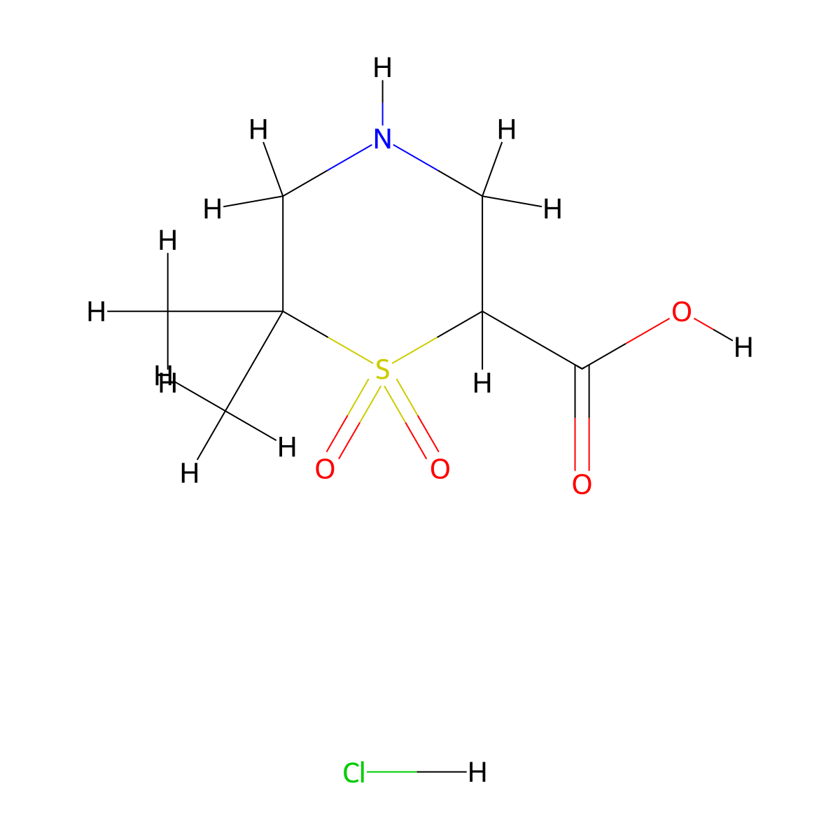 6,6-Dimethyl-1,1-dioxo-1lambda6-thiomorpholine-2-carboxylic acid hydrochloride molecular structure, CAS 2416235-51-1