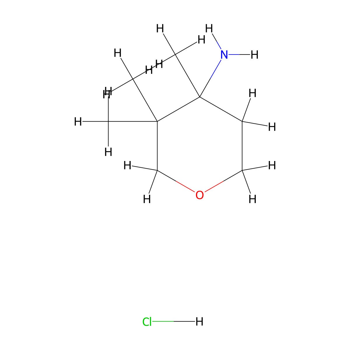 3,3,4-Trimethyloxan-4-amine;hydrochloride molecular structure, CAS 2416235-54-4