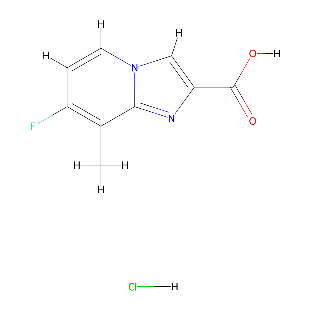 7-Fluoro-8-methylimidazo[1,2-a]pyridine-2-carboxylic acid hydrochloride molecular structure, CAS 2416235-56-6