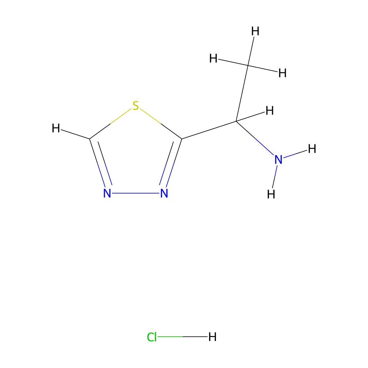 1-(1,3,4-Thiadiazol-2-yl)ethan-1-amine hydrochloride molecular structure, CAS 2416235-58-8