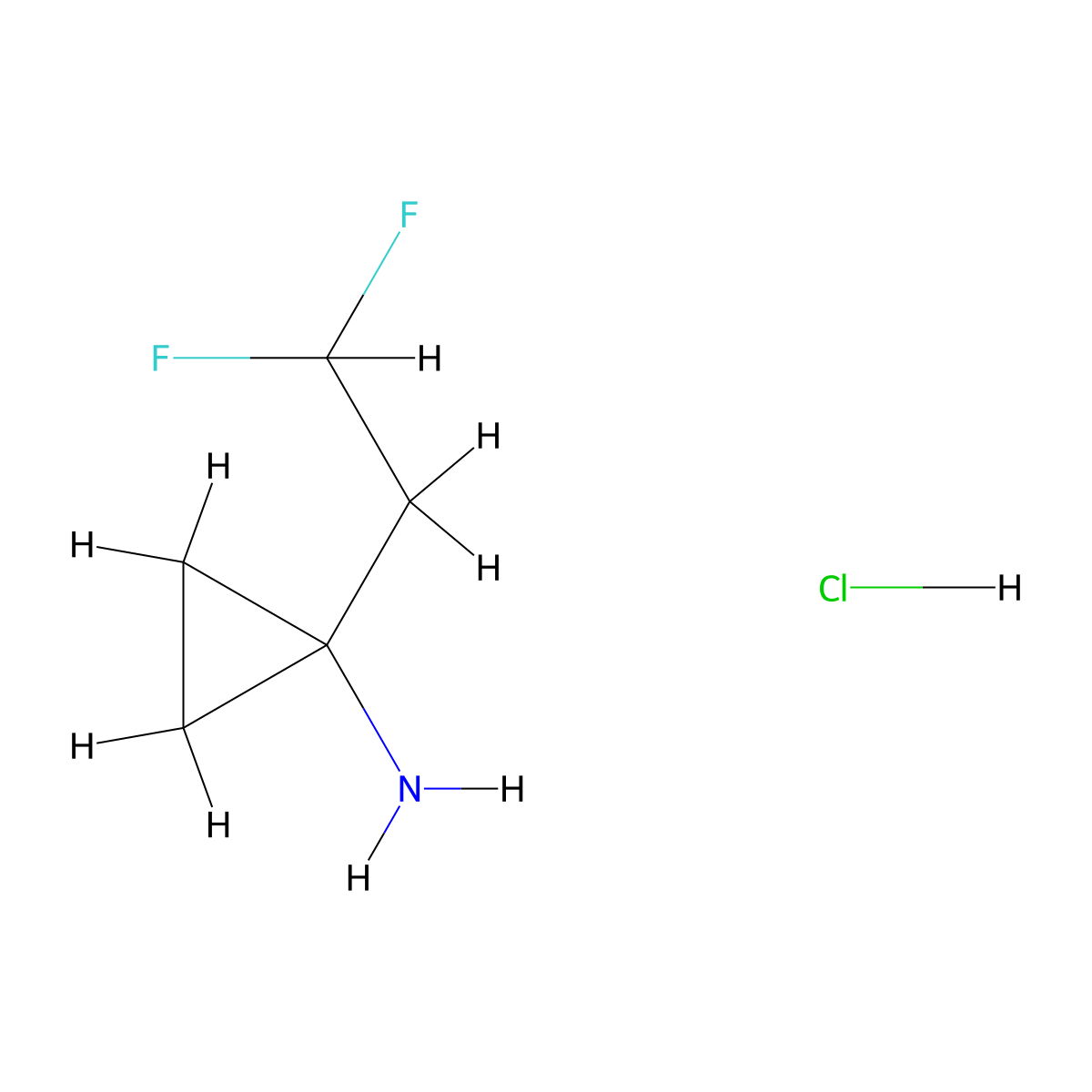 1-(2,2-Difluoroethyl)cyclopropan-1-aminehydrochloride molecular structure, CAS 2416235-60-2