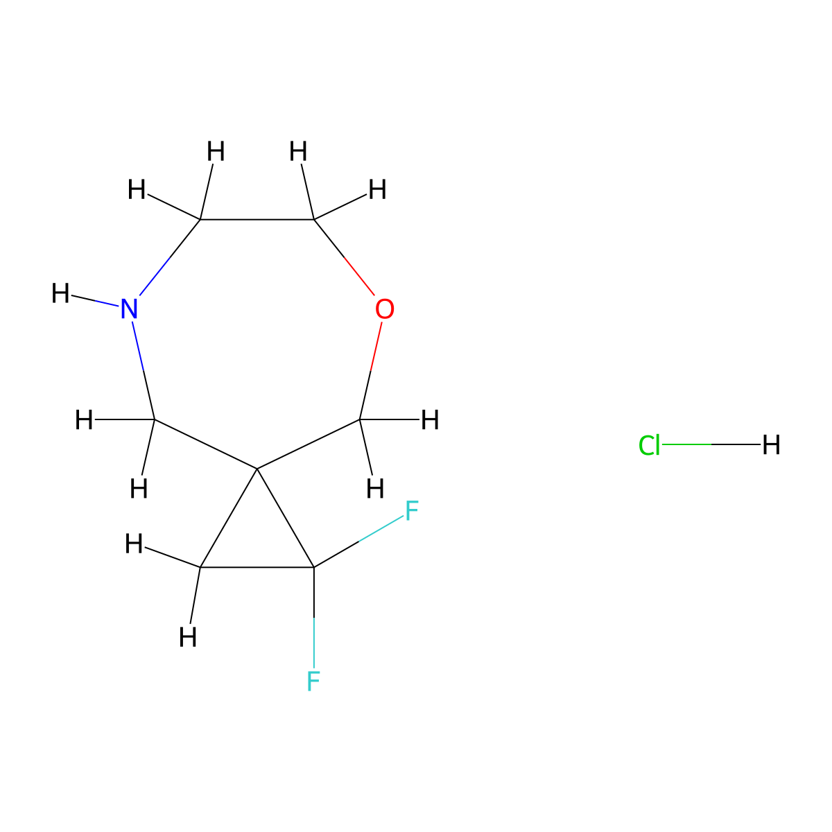 1,1-Difluoro-5-oxa-8-azaspiro[2.6]nonane hydrochloride molecular structure, CAS 2416235-66-8