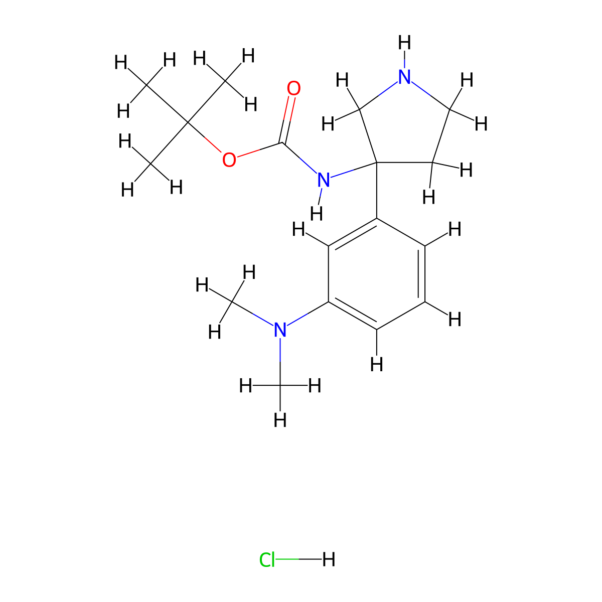 tert-butyl N-{3-[3-(dimethylamino)phenyl]pyrrolidin-3-yl}carbamate hydrochloride molecular structure, CAS 2416235-77-1