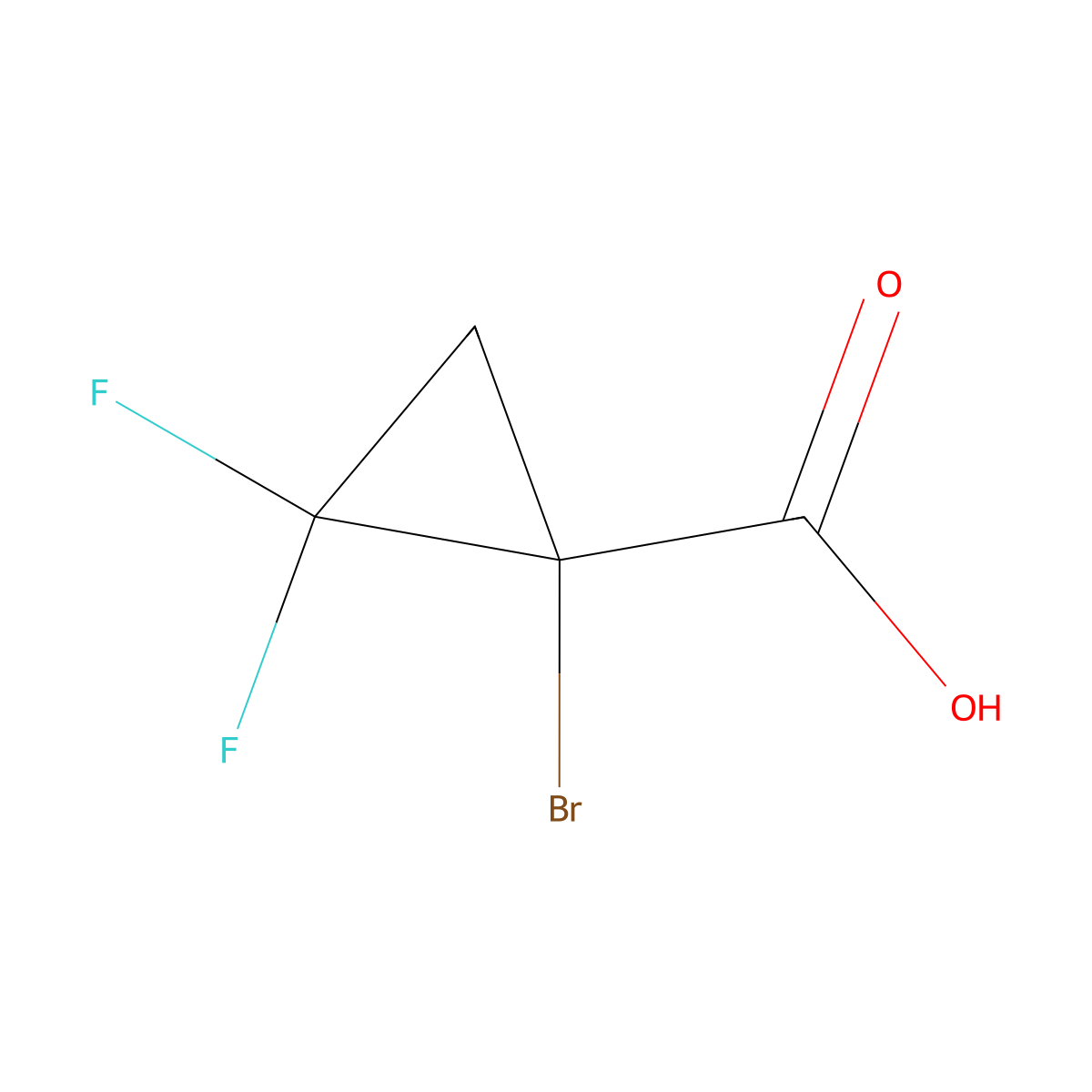 1-Bromo-2,2-difluorocyclopropane-1-carboxylic acid molecular structure, CAS 2416235-90-8
