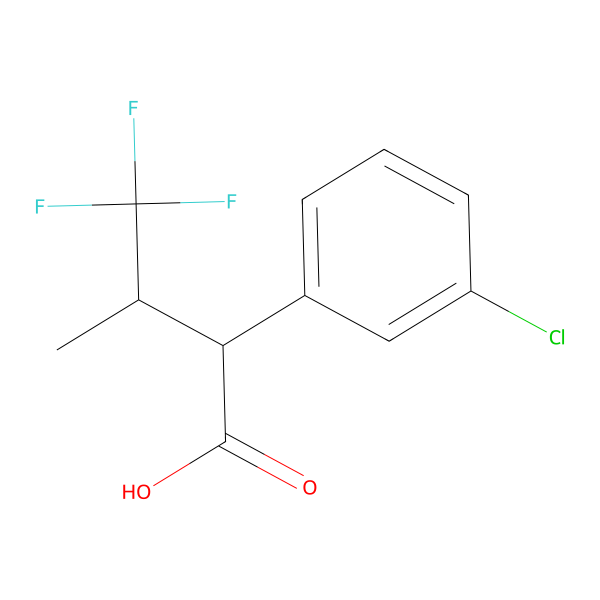 2-(3-Chlorophenyl)-4,4,4-trifluoro-3-methylbutanoic acid molecular structure, CAS 2416235-91-9