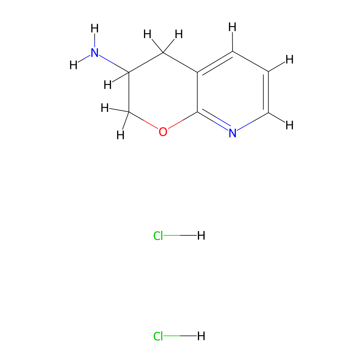2H,3H,4H-pyrano[2,3-b]pyridin-3-aminedihydrochloride molecular structure, CAS 2416236-01-4
