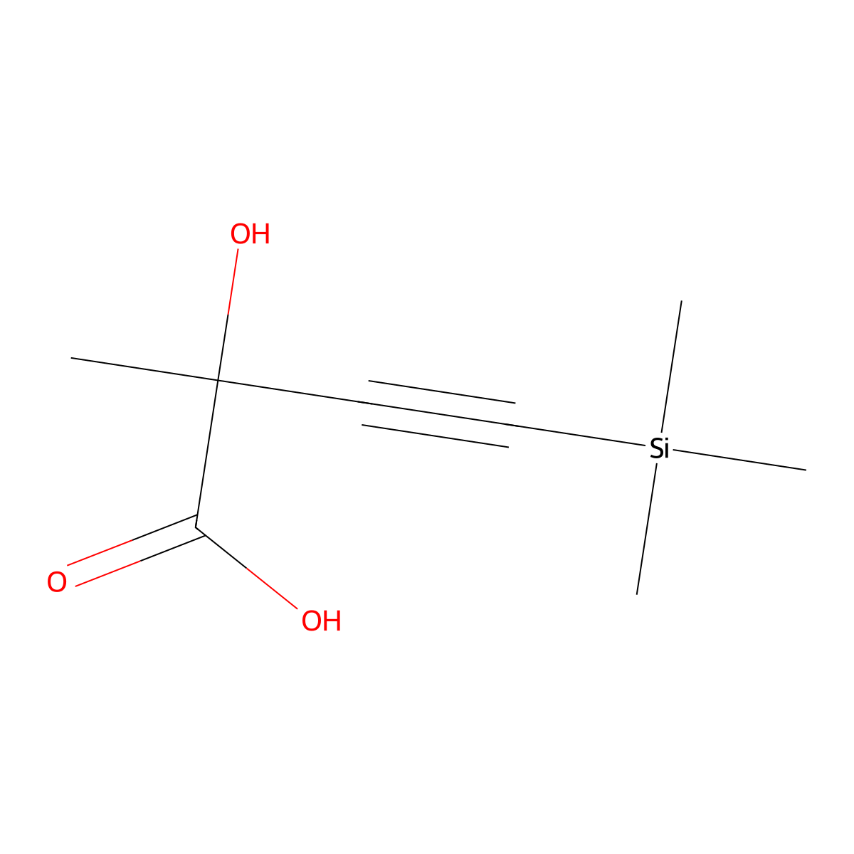 2-Hydroxy-2-methyl-4-(trimethylsilyl)but-3-ynoic acid molecular structure, CAS 2416236-22-9