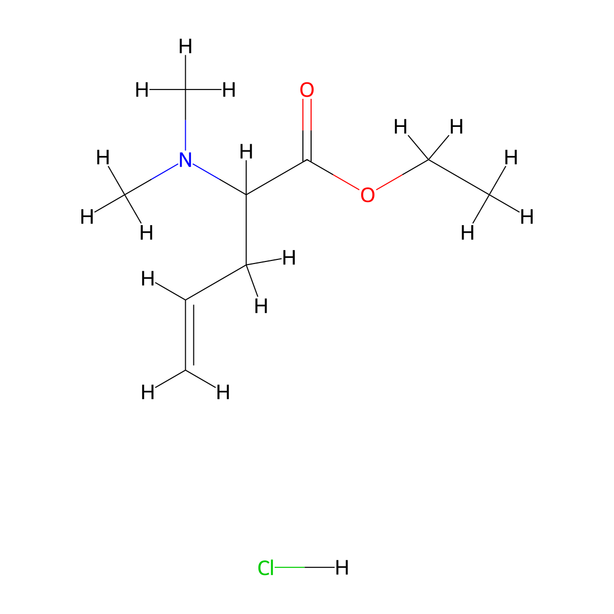 Ethyl 2-(dimethylamino)pent-4-enoate hydrochloride molecular structure, CAS 2416236-27-4