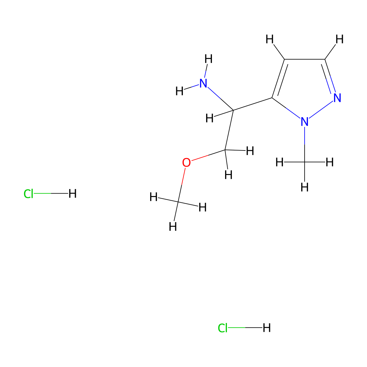 2-methoxy-1-(1-methyl-1H-pyrazol-5-yl)ethan-1-amine dihydrochloride molecular structure, CAS 2416236-30-9