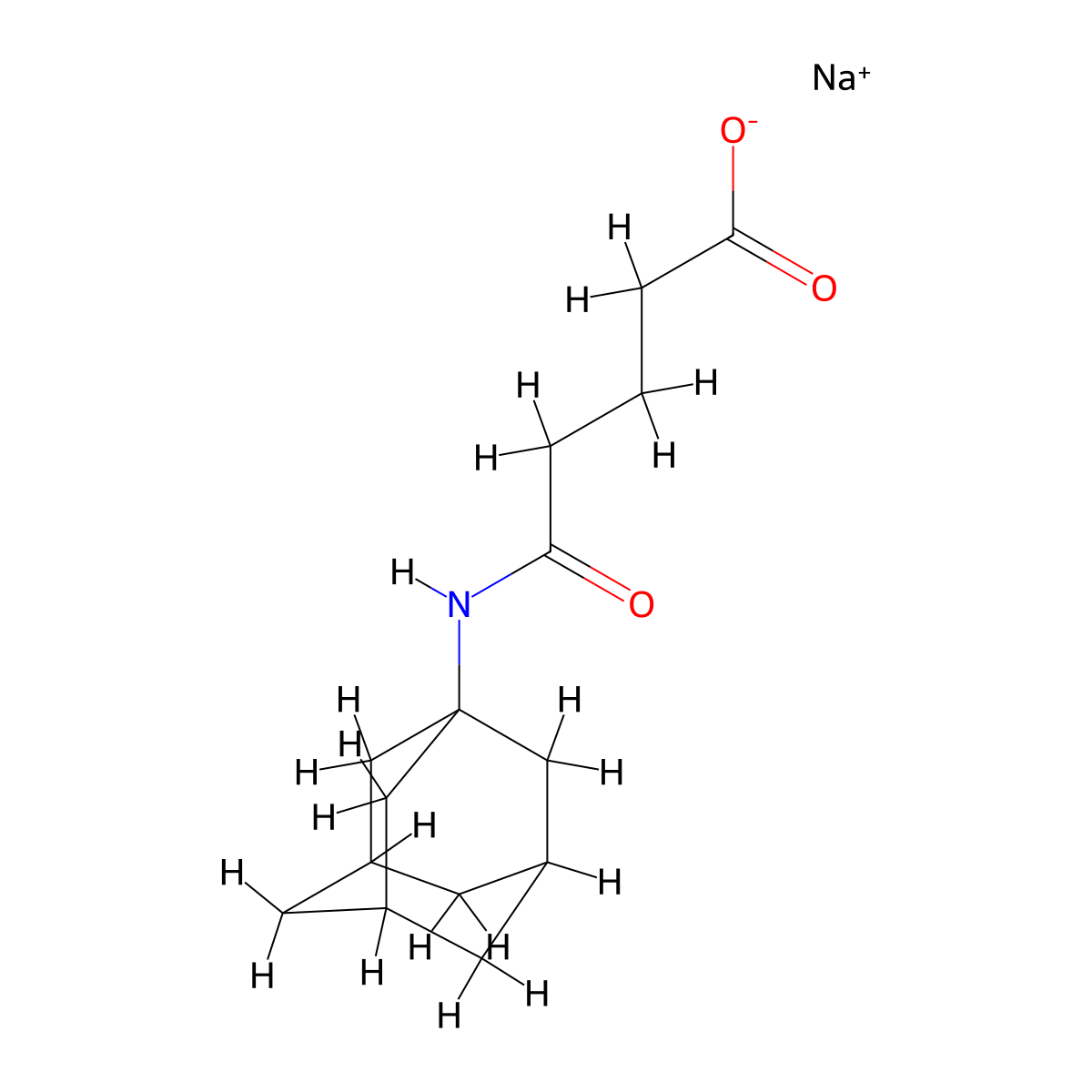 Sodium 4-((adamantan-1-yl)carbamoyl)butanoate molecular structure, CAS 2416236-33-2
