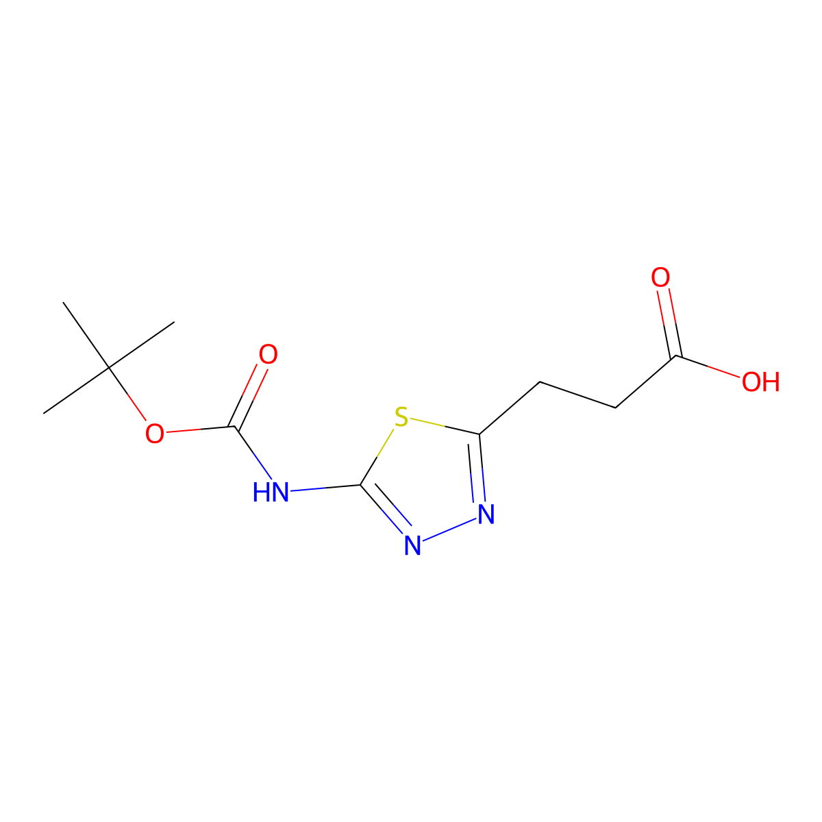 3-(5-{[(Tert-butoxy)carbonyl]amino}-1,3,4-thiadiazol-2-yl)propanoicacid molecular structure, CAS 2416236-39-8