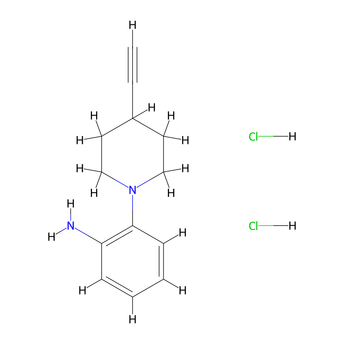 2-(4-Ethynylpiperidin-1-yl)aniline dihydrochloride molecular structure, CAS 2416236-51-4