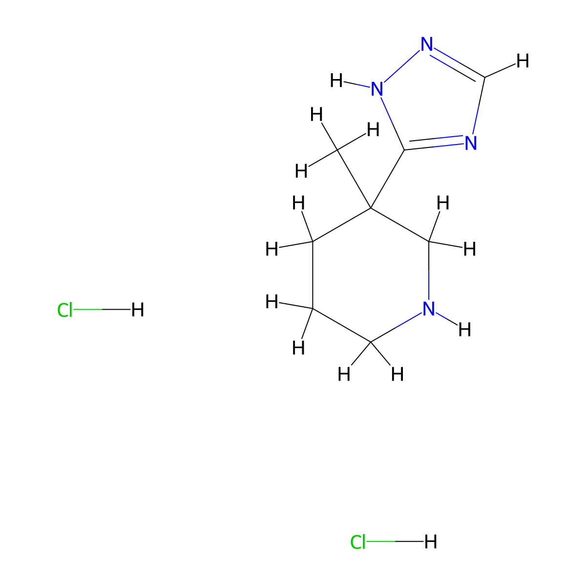 3-methyl-3-(1H-1,2,4-triazol-3-yl)piperidine dihydrochloride molecular structure, CAS 2416236-58-1