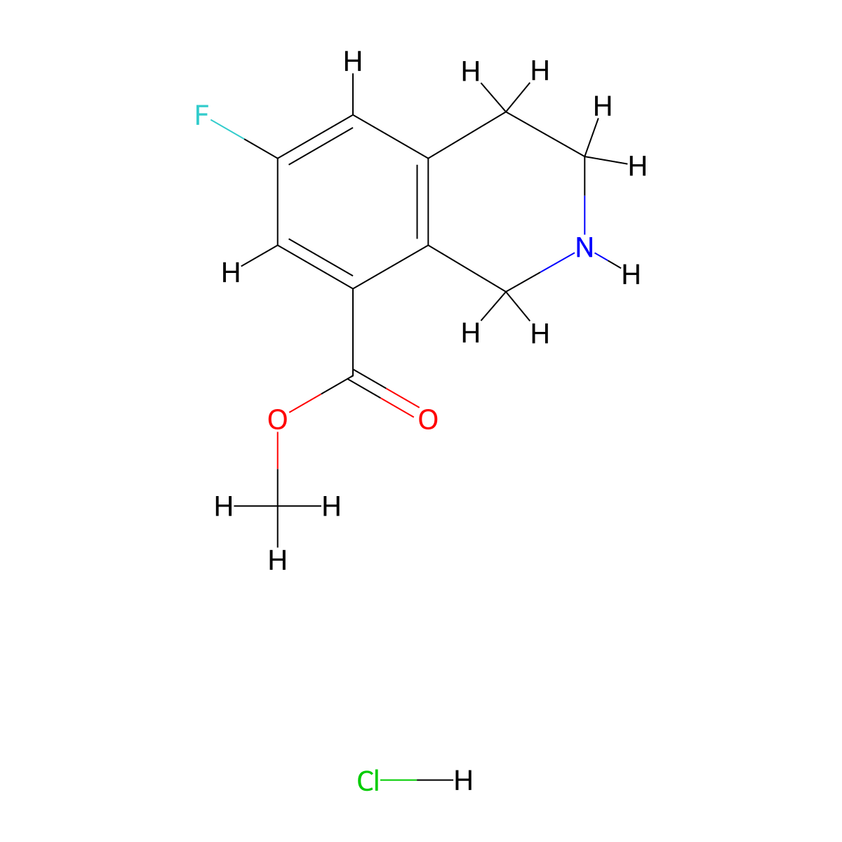 Methyl6-fluoro-1,2,3,4-tetrahydroisoquinoline-8-carboxylatehydrochloride molecular structure, CAS 2416236-64-9