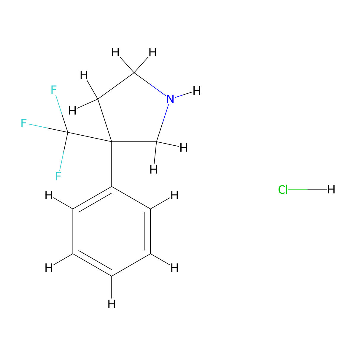 3-Phenyl-3-(trifluoromethyl)pyrrolidine hydrochloride molecular structure, CAS 2416236-65-0